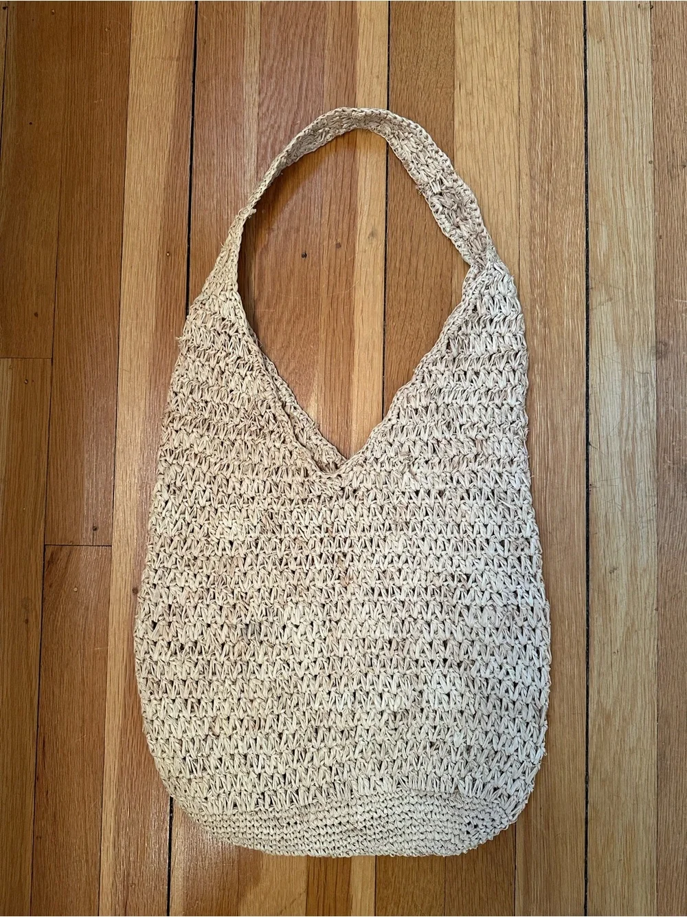 Faherty Raffia Crochet Hobo Tote Bag Slouchy Coastal Minimalist